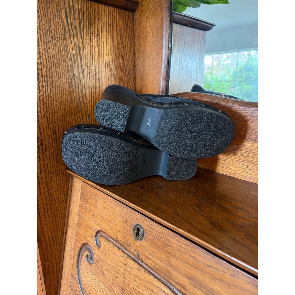 Dollhouse Cloggy Black Beaded Floral Platform Clogs Mules Size 7